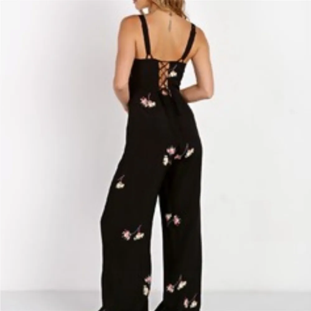 Flynn Skye Lace Up Back Wide Leg Jumpsuit Black XS - Image 4
