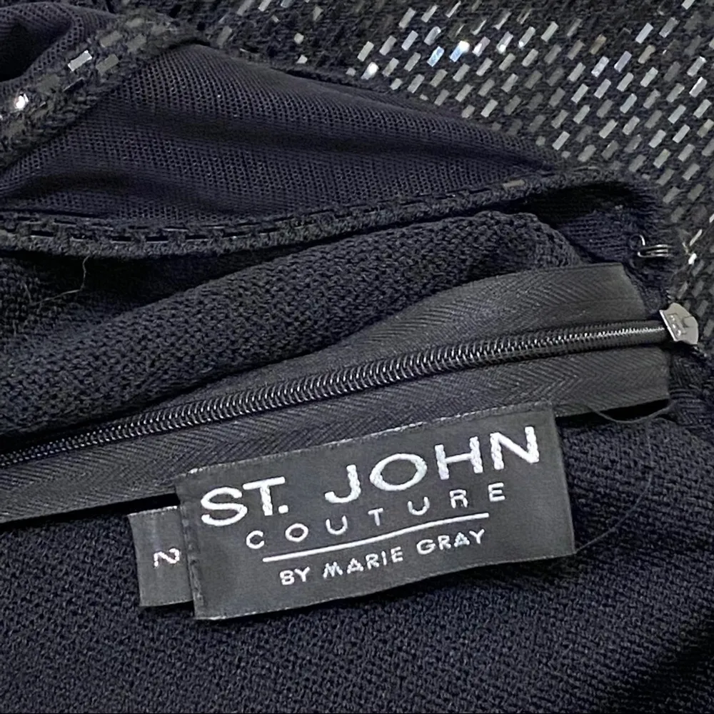 Vintage ST.  JOHN Couture Black Knit Formal Long Evening Dress Size 2 - Image 11