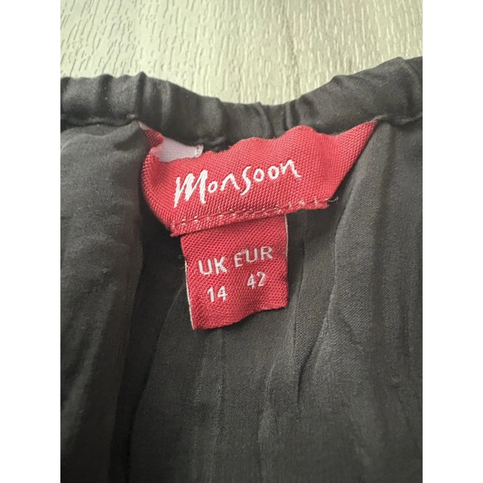 Monsoon Crinkle Maxi Skirt 10 Black Lace Tiered Witchy Dark Romantic Vamp - Image 11