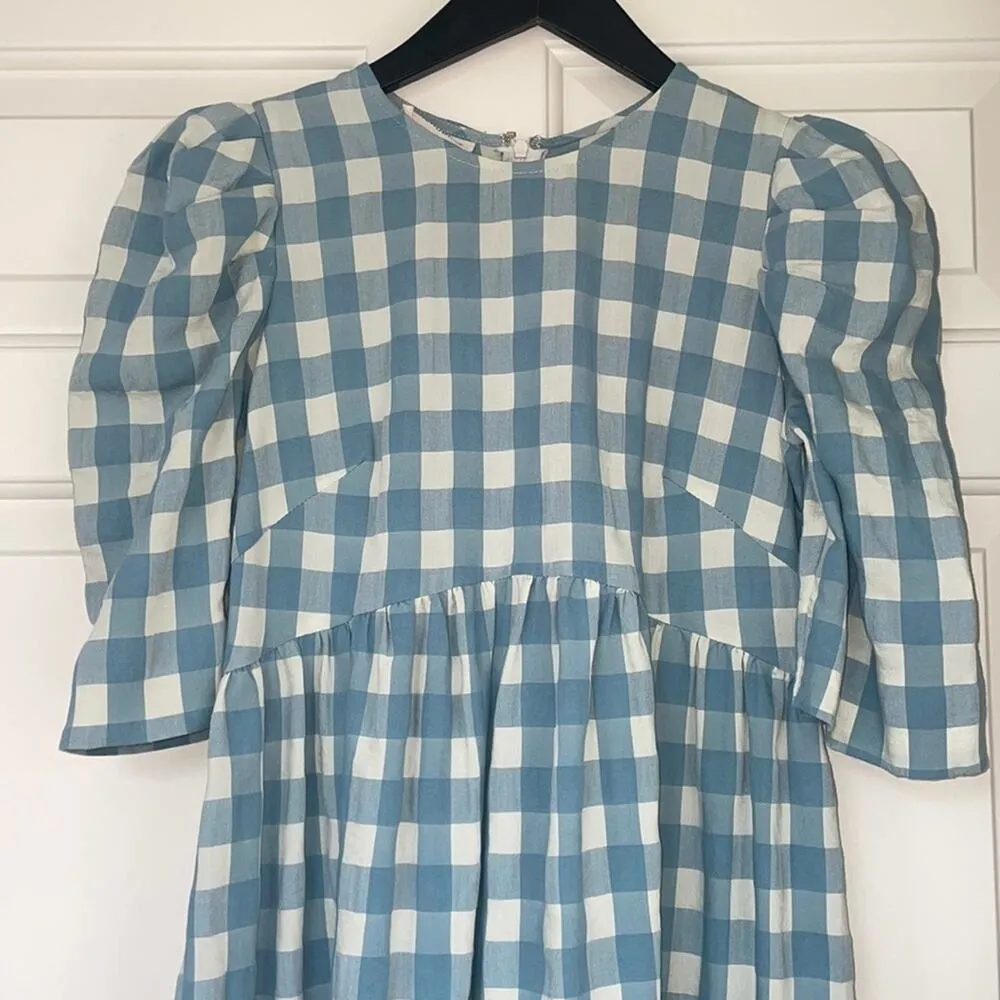 CHERUBINA Gingham Print Midi Dress xs Blue - Image 3