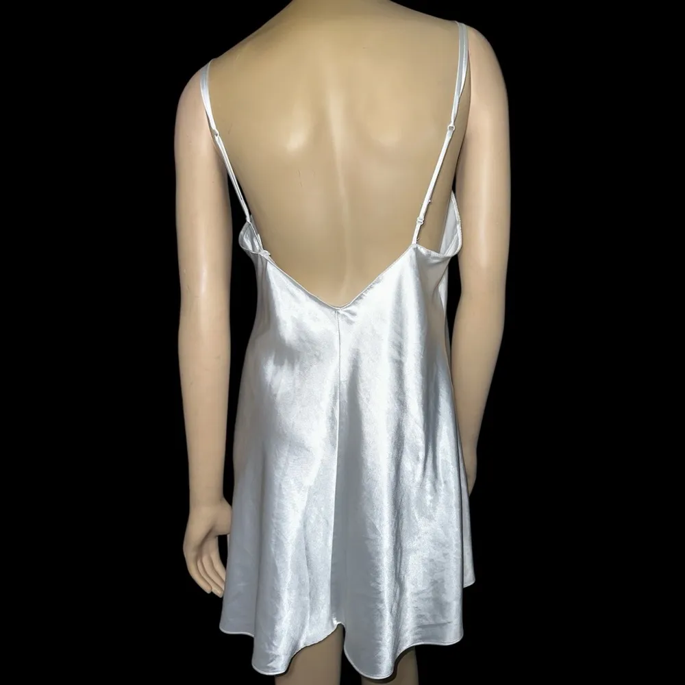 Vintage Victoria’s Secret women’s  Silver Lace Trim Chemise size L - Image 7