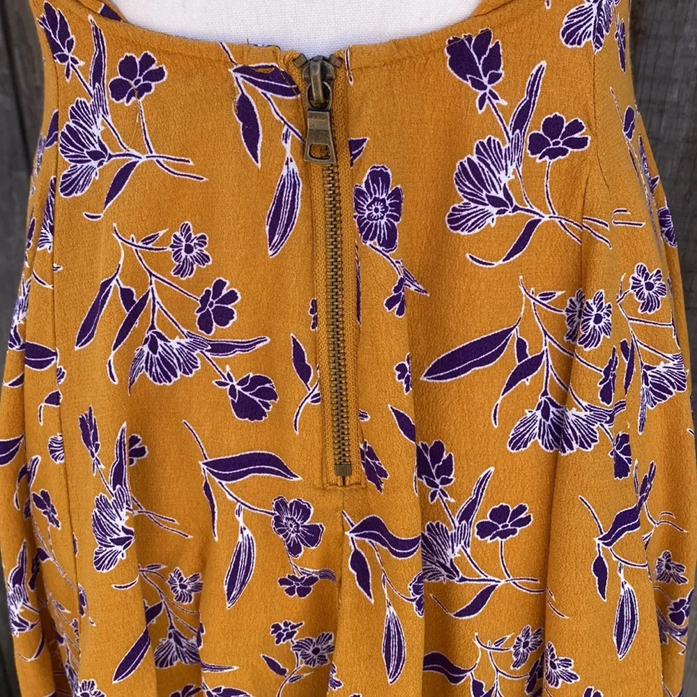 Urban Outfitters Kimchi Blue Mustard Yellow Floral Mock Neck Mini Dress Size S - Image 7