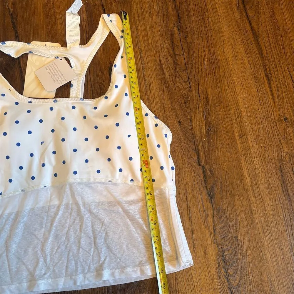 Fabletics Women's M Blue Polka Dot Racerback Sports Bra Yoga Gym - Image 8