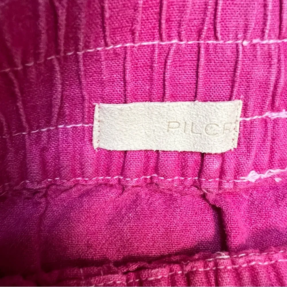 Pilcro Flounced Mini Skirt Size Med Pink Acid Wash Linen Anthropologie LIKE NEW - Image 3