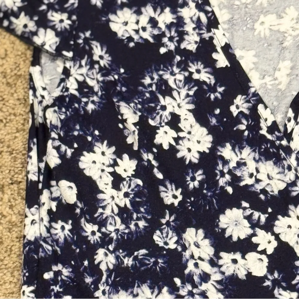 Juicy Couture Small Dark Floral Faux Wrap Midi Dress Boho Chic Romantic Ruffle - Image 5