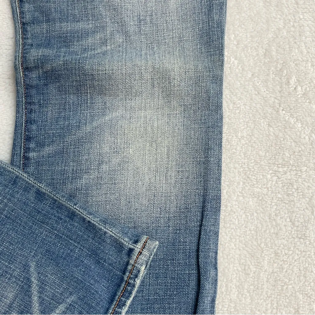 Gap 31 12 Real Straight Blue Jeans 1969 Patchwork Mid Rise Full Distressed Y2K - Image 6