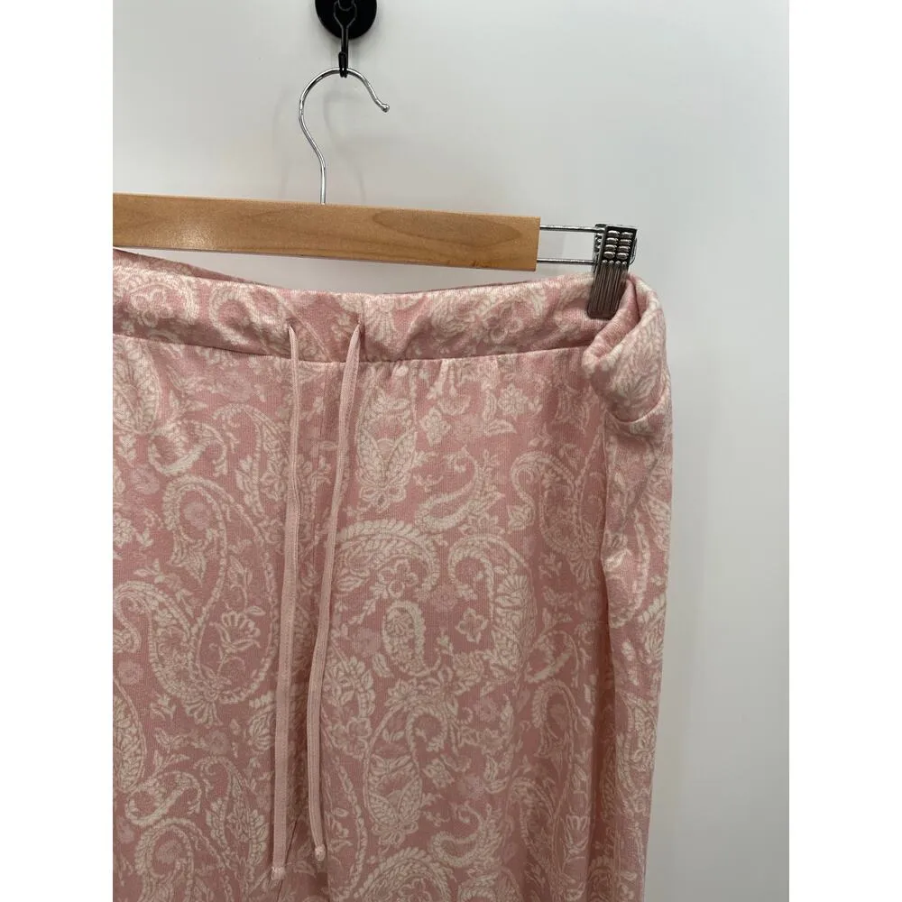 Lucky Brand Pajamas Women XL Pink Cream Paisley Print Tank Top Drawstring Pants - Image 8