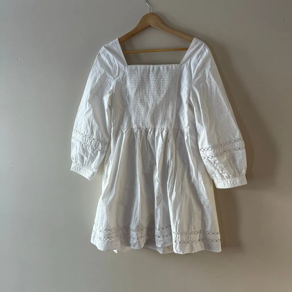 Banana Republic White Eyelet Cotton Mini Dress NWT M - Image 4