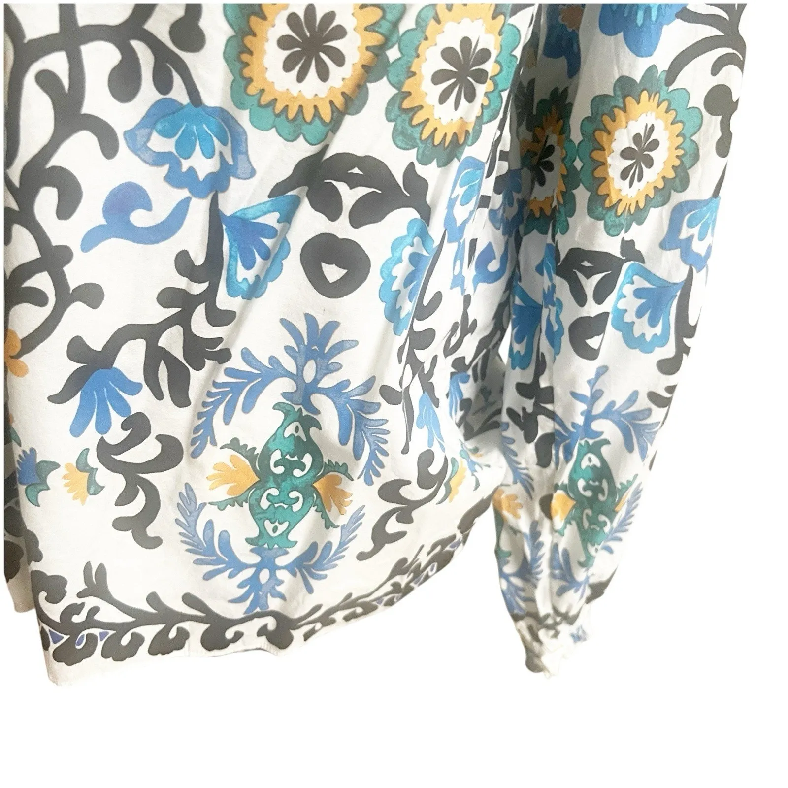 Soft Surroundings Beaded V- Neck Floral Peasant Top Long Sleeve Multicolor Large - Image 6