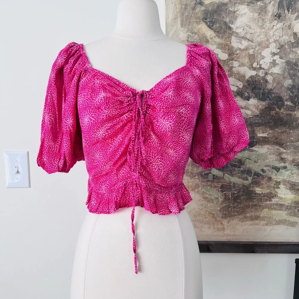 Anthropologie Banjanan Agatha Crop Top in Pink Size Large $185 - Image 3