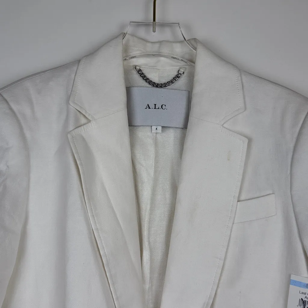 ALC Donovan Linen Blend Lined White Blazer Jacket Size 4 NWT - Image 5