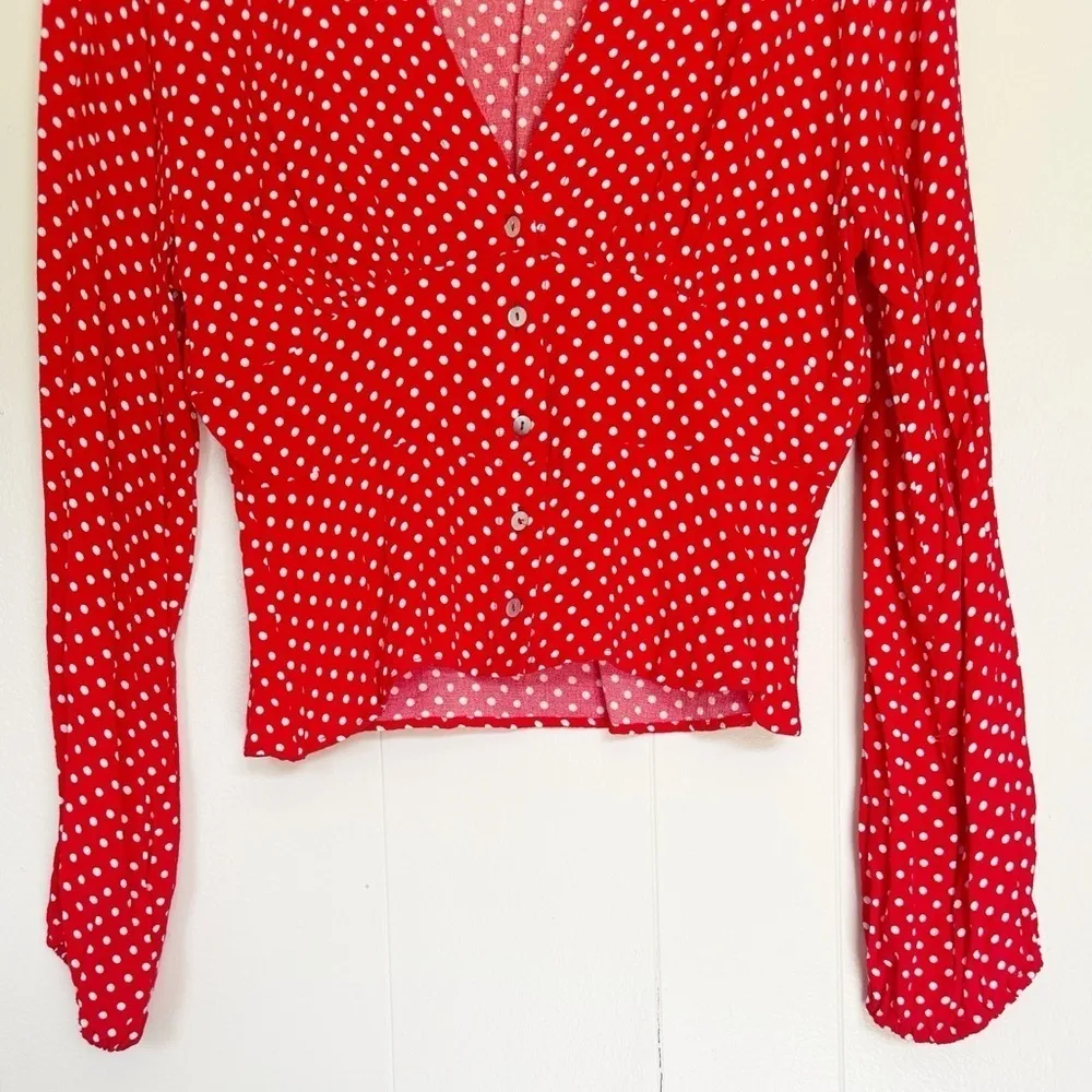 FREE PEOPLE Love Street Polka Dot Top Small - Image 5