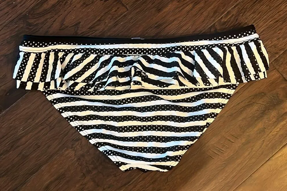 Kenneth Cole Reaction Flirty Striped Swim Bottom. Blk & W  XL. EUC - Image 4