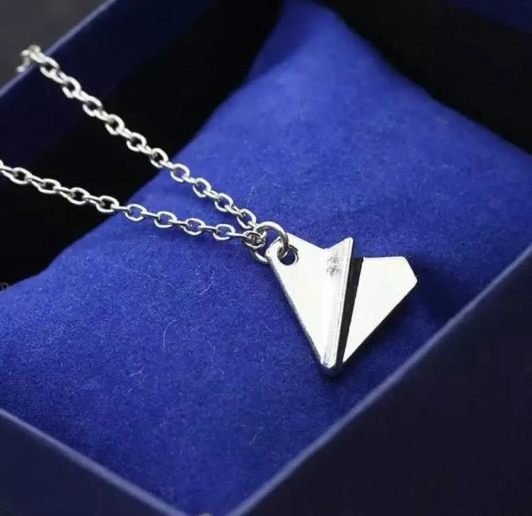 Lovely Paper Airplane Pendant Necklace Gray - Image 7