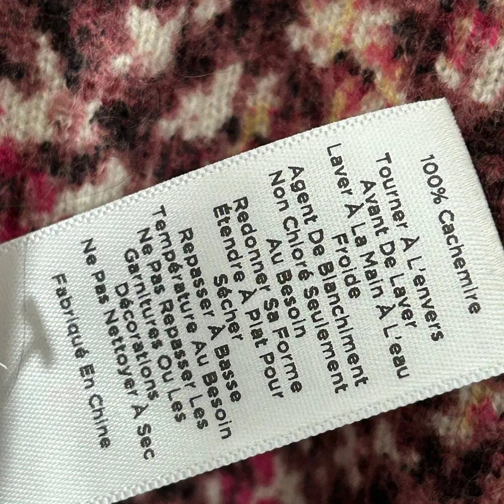 Talbots 100% Cashmere Houndstooth Sweater with Rhinestone Neckline Med Petite - Image 6