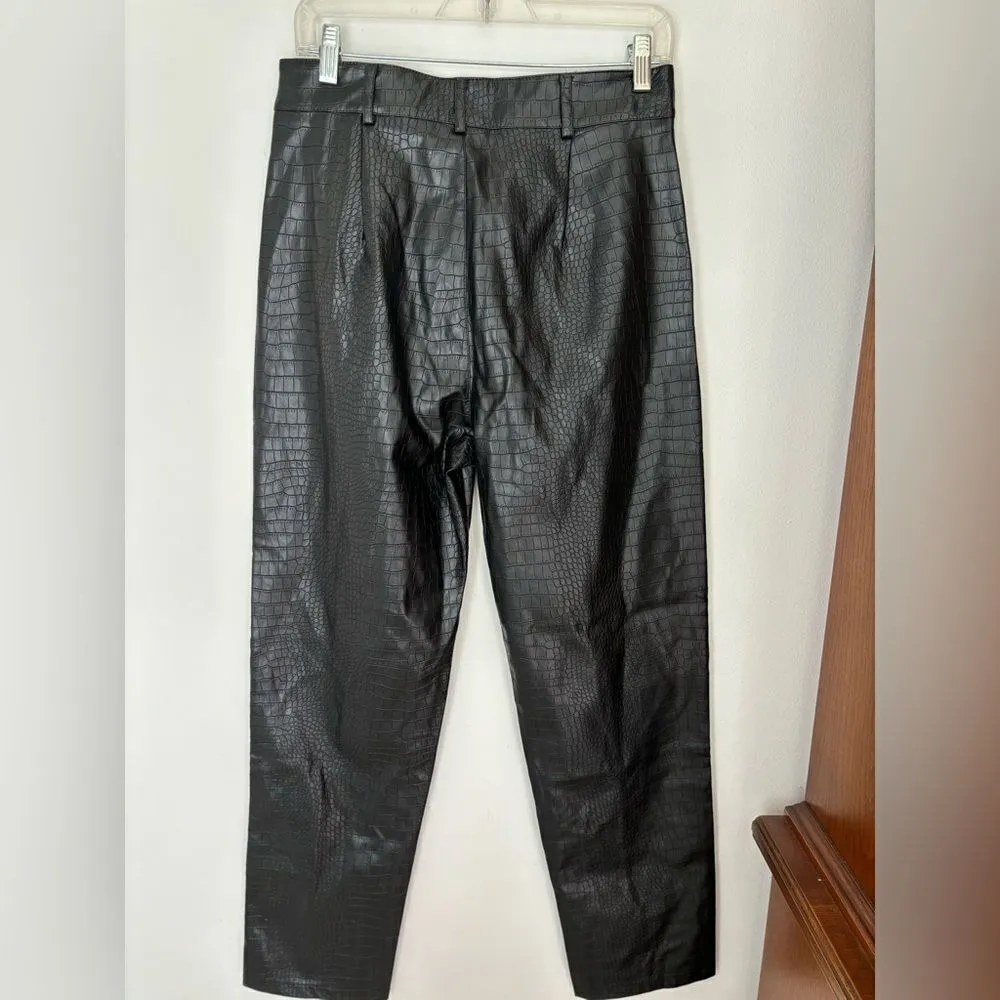 Princess Polly faux leather embossed black pants with slit detail size 12 - Image 9