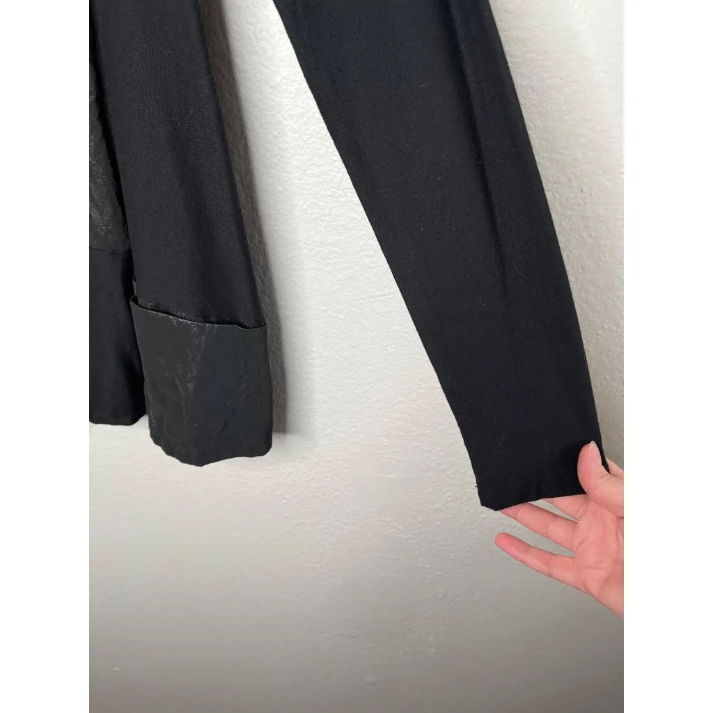 Ozai N Ku Black Lagenlook Long Sleeve Faux Leather Tunic Top Size Small - Image 5