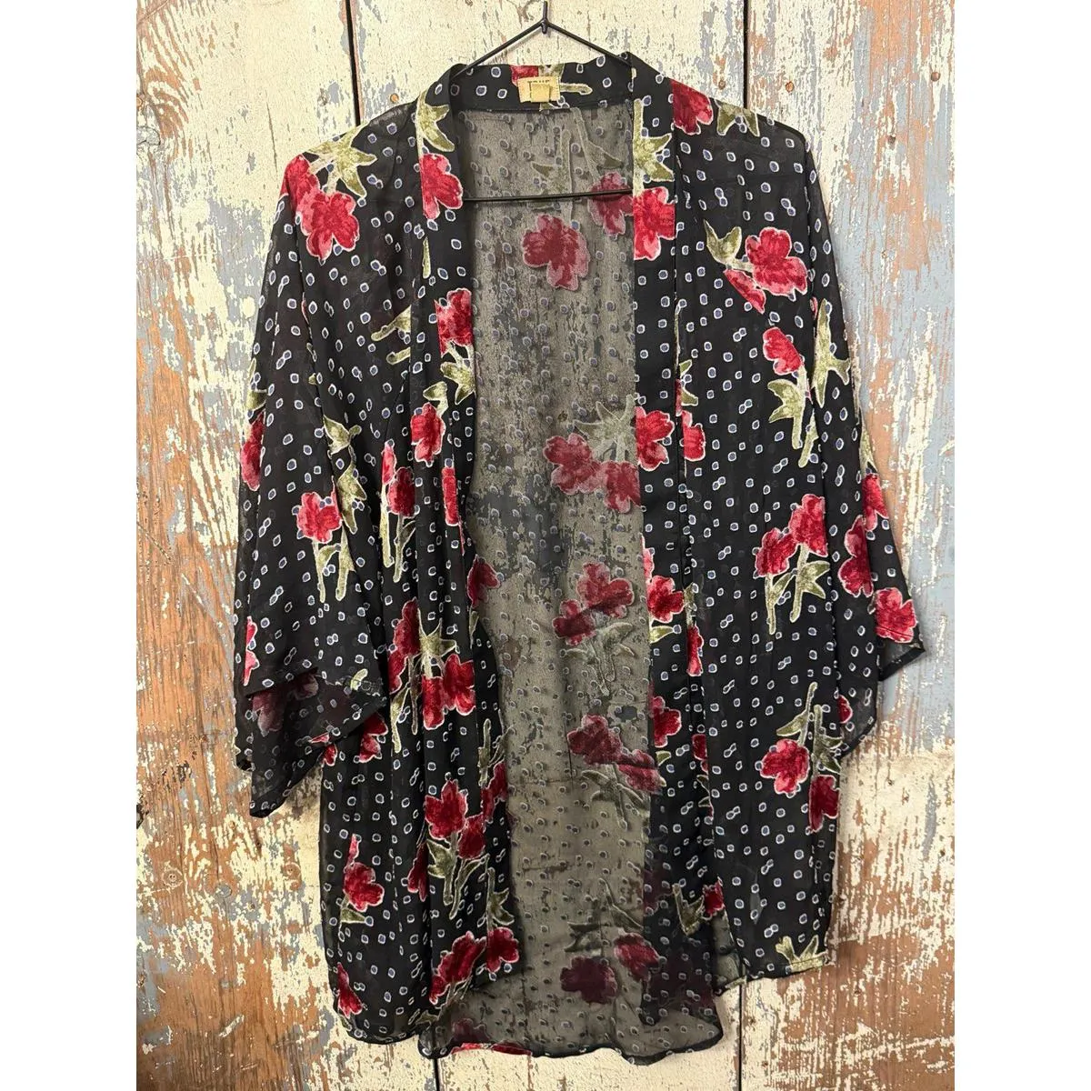 True Craft sheer floral open cardigan, size Medium Black - Image 2