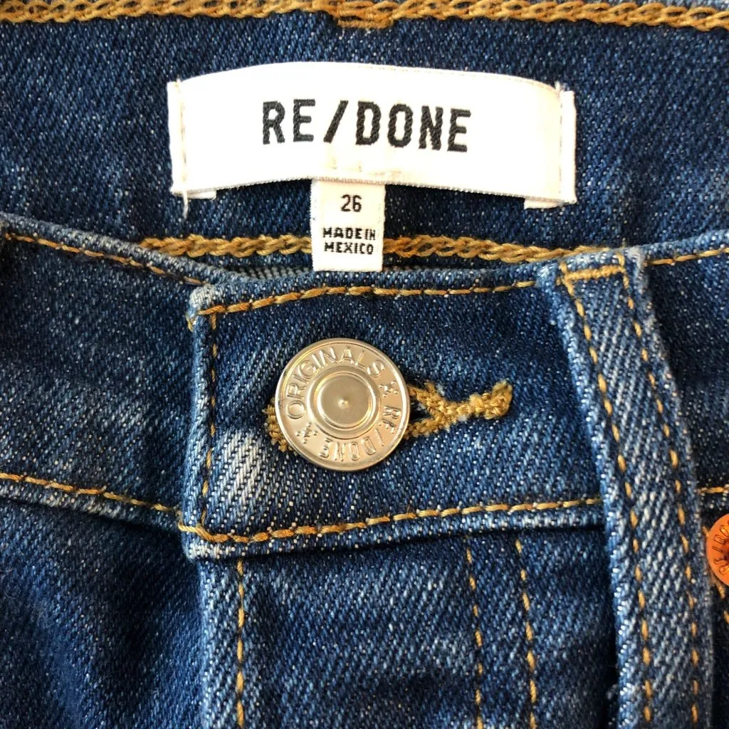 Re/Done Womens Jeans 90s Ultra High Rise Skinny 60s Blue Button Fly Stretch 26 - Image 5