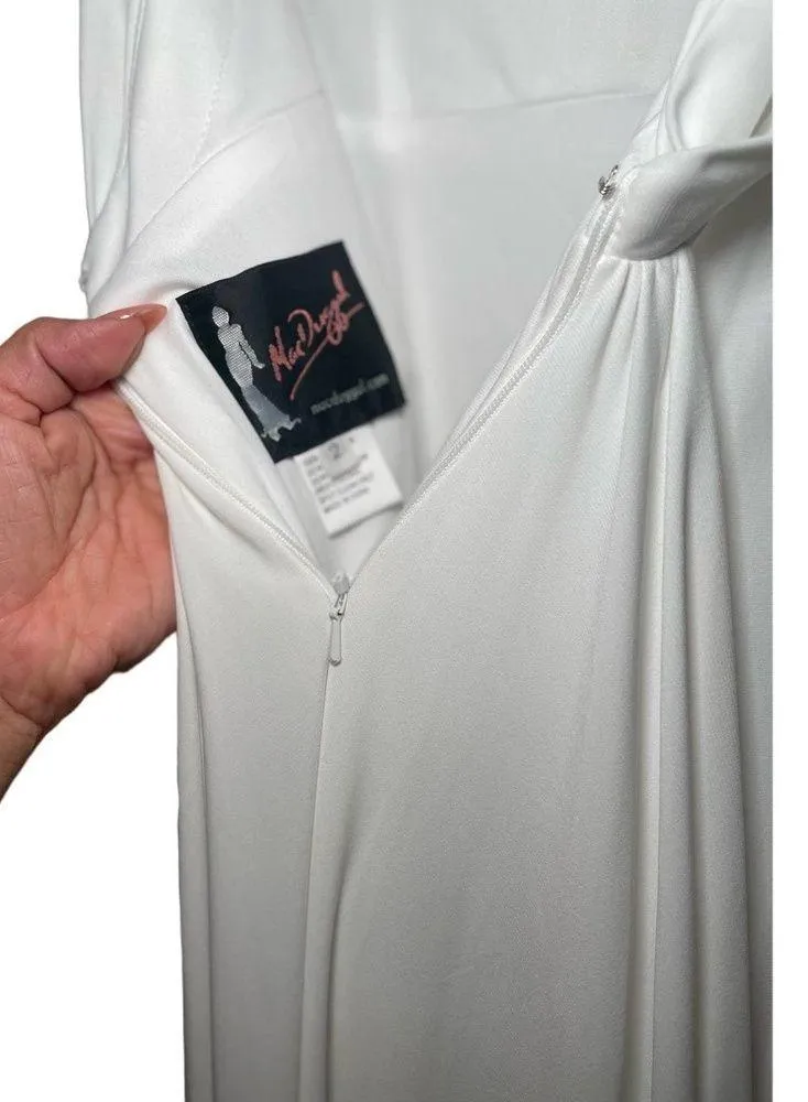 Mac Duggal Cowl Back Surplice ivory gown size 2 - Image 10