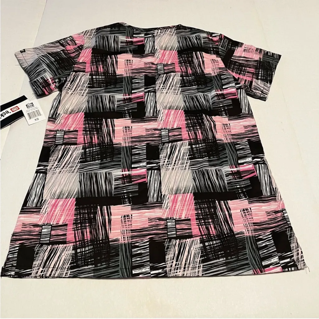 ECKO Unltd. Womens Size‎ XS Pink Tic Tac Scrub Top Medical Healthcare Dental NEW Black - Image 10