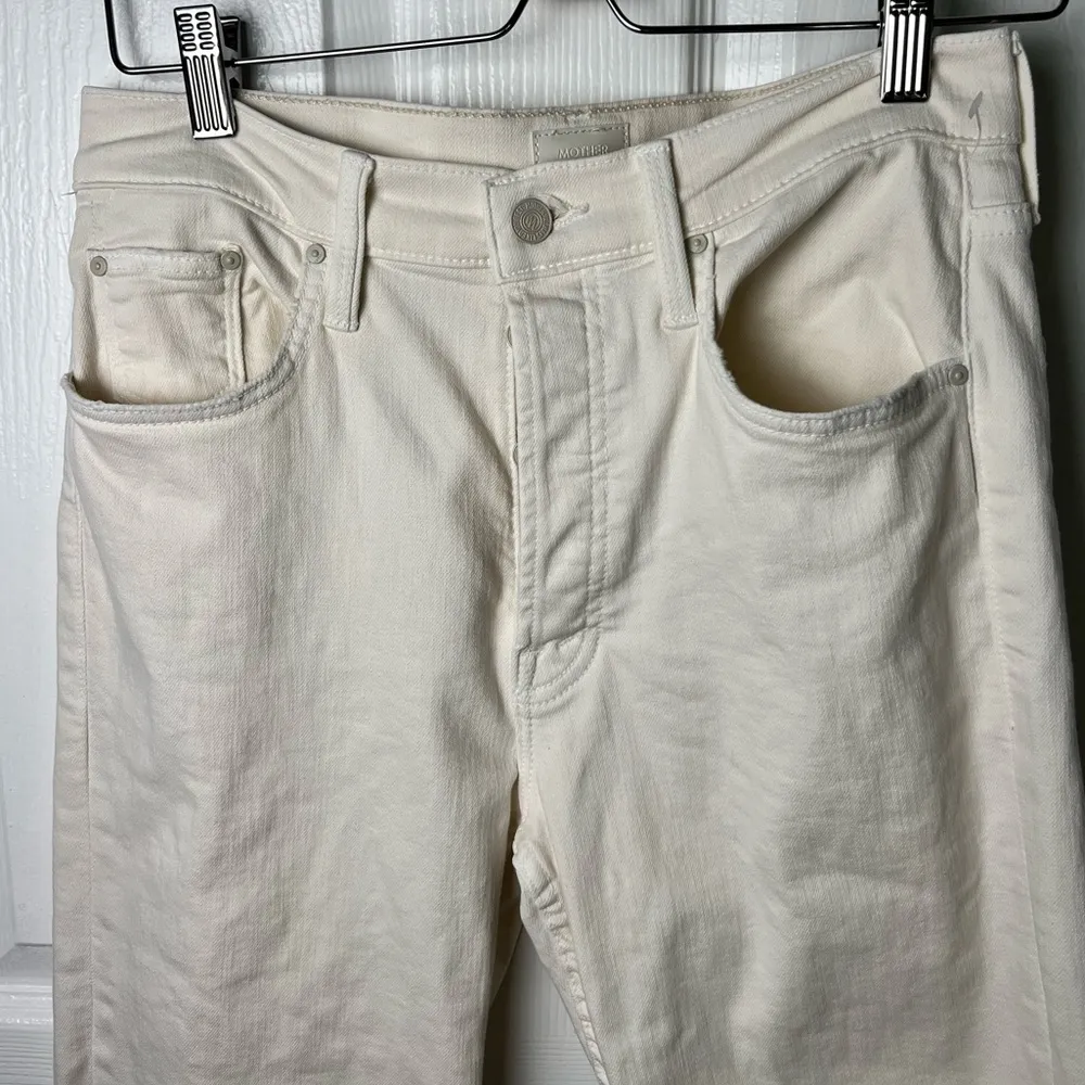 Mother The Tomcat Ankle Straight Leg Jeans in Cream Puffs 29 White - Image 3