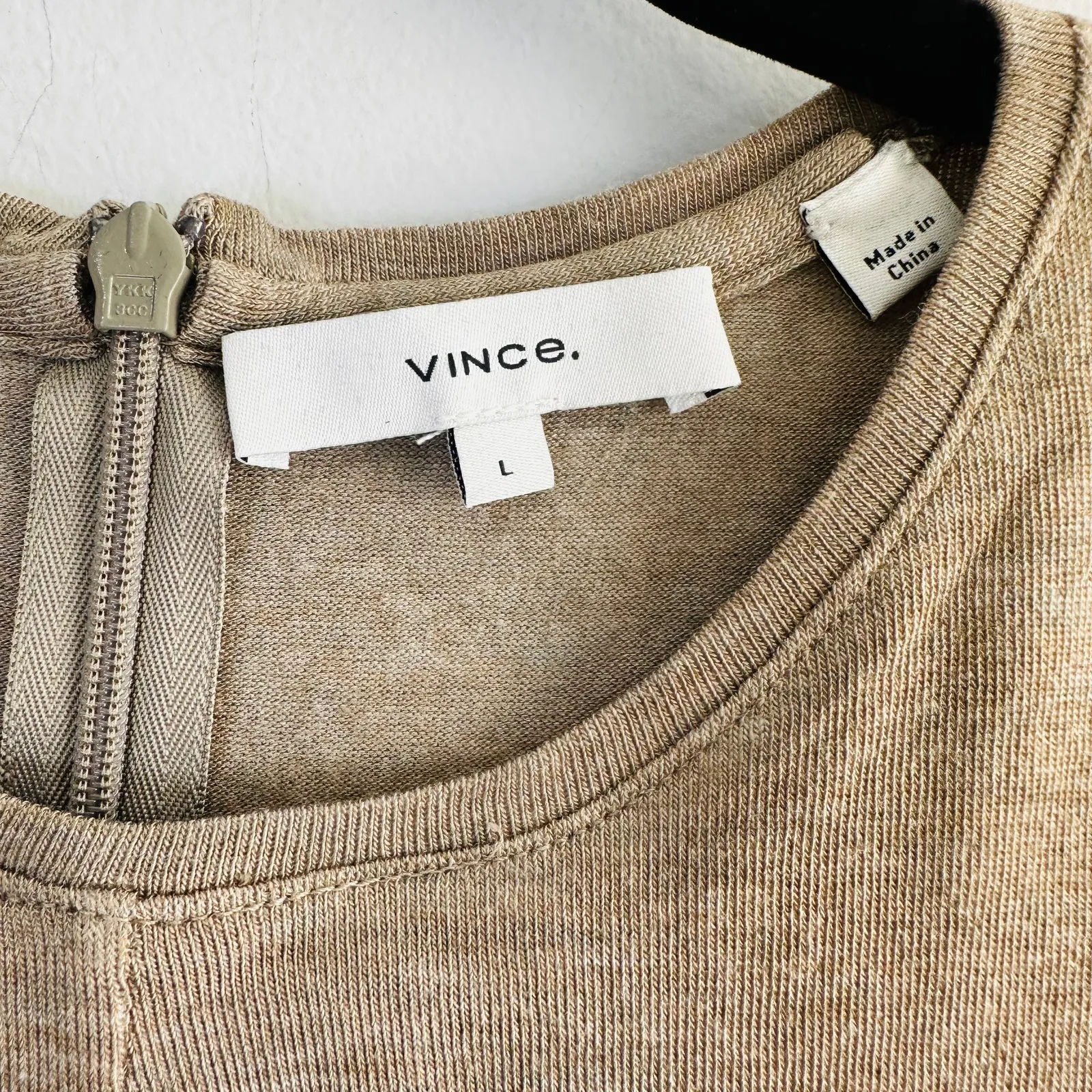 Vince Crewneck Long sleeve Dress H Dove Oat Women's Large Fit and Flare Neutral - Image 3