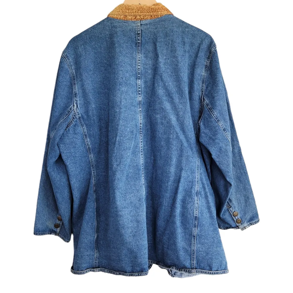 Vintage Baccini Jean Suit Jacket Faux Cheetah Fur Lined Collar Coat XXL - Image 6