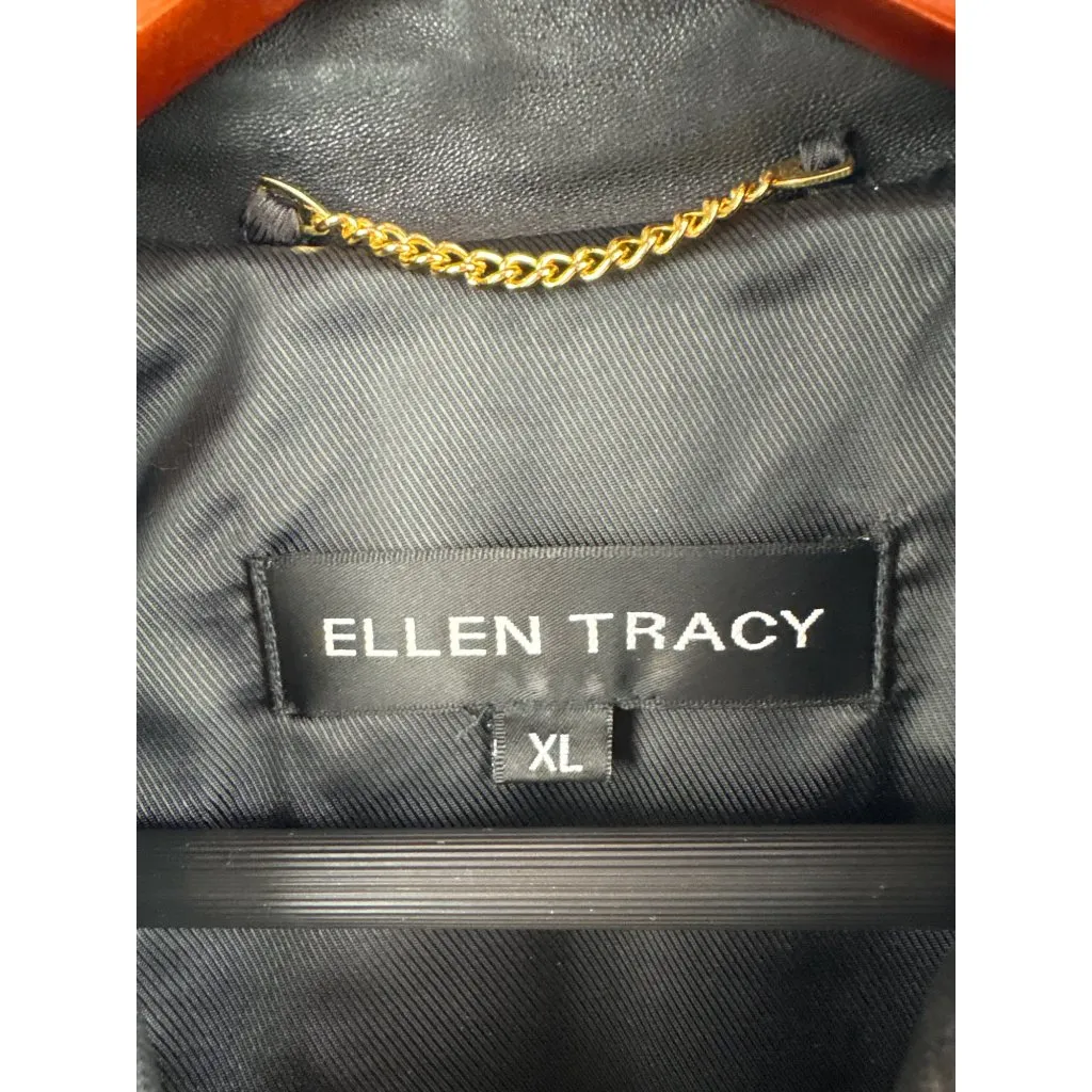 Women’s Ellen Tracy XL Black Leather Jacket with Gold Hardware - Image 5
