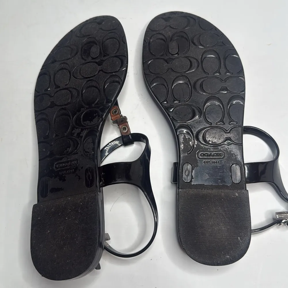 Coach Piccadilly Jelly A6307 Black Buckle T-Strap Thong Sandals S-258 Sz 8 - Image 7