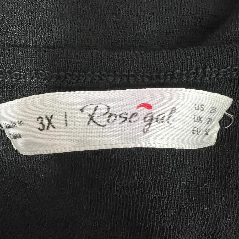 Rose Gal Women's Floral Black Tank Top Size 3X Whimsigoth Fairy Party Event - Image 2