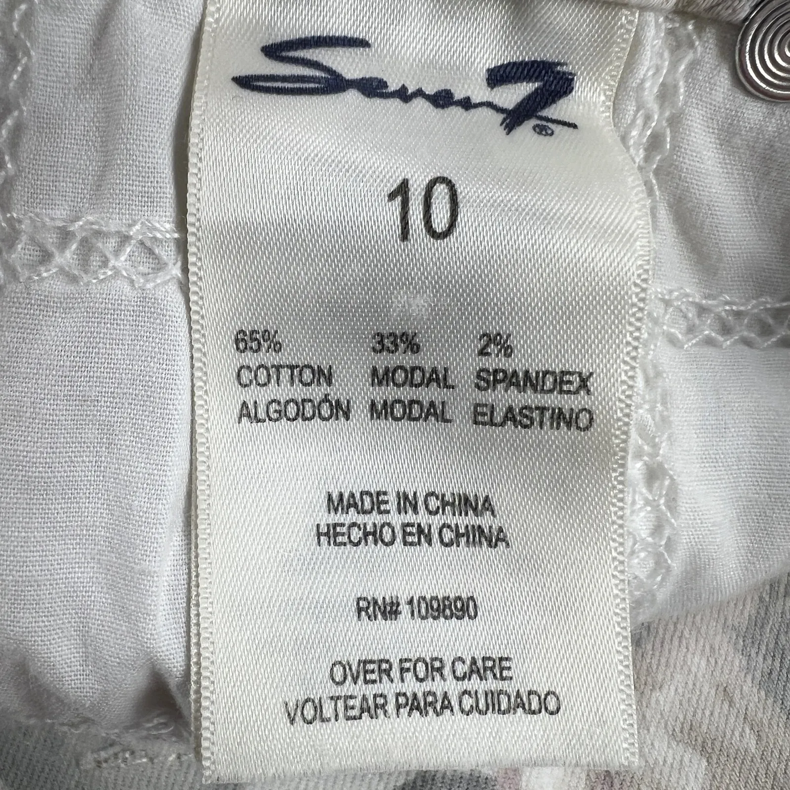 Seven7 Tummyless High Rise Skinny Pastel Floral Jeans Cream Pink Gray Size 10 - Image 11