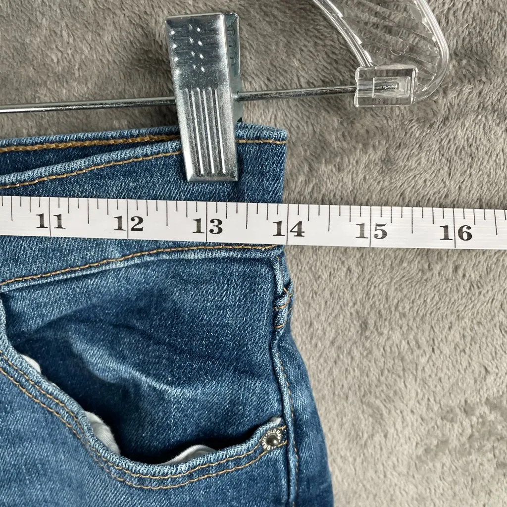 Old Navy Sky Hi Straight Women’s 4 Medium Wash Distressed Jeans Raw Hem Grunge - Image 6