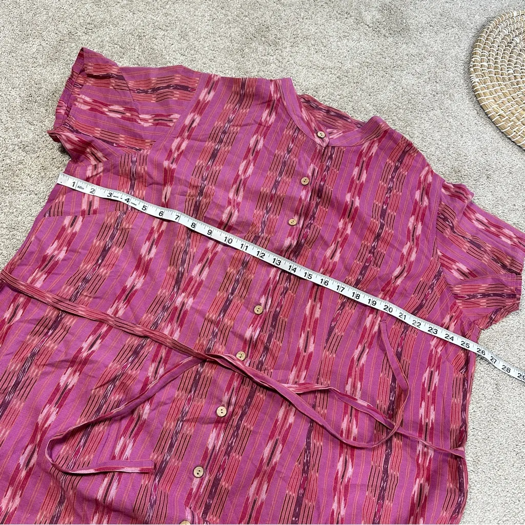 The Territory Ahead Women’s Cotton Tunic Top Tie Back Ikat Batik Print Pink 18W - Image 12