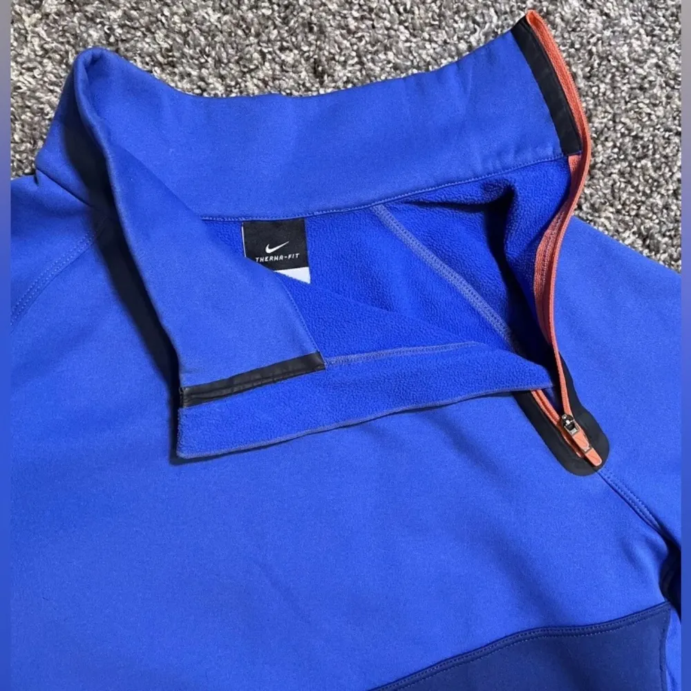 Nike Therma-Fit Asymmetrical 1/4 Zip Fleece Lined Pullover Blue Size Medium - Image 3
