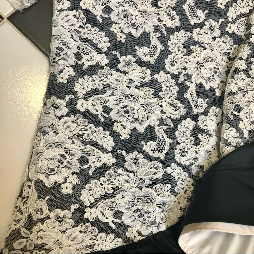 Vintage 80s does 60s Lillie Rubin Tent Dress Asymmetrical Ruffle Short Sleeve M - Image 7