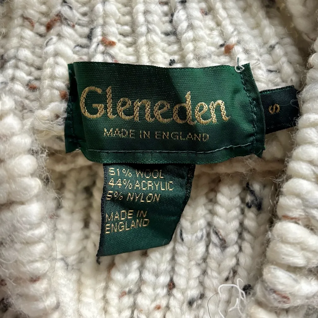 GLENEDEN England Vintage Roomy Cream Rag Wool Blend Mock Turtleneck Sweater S/M - Image 3