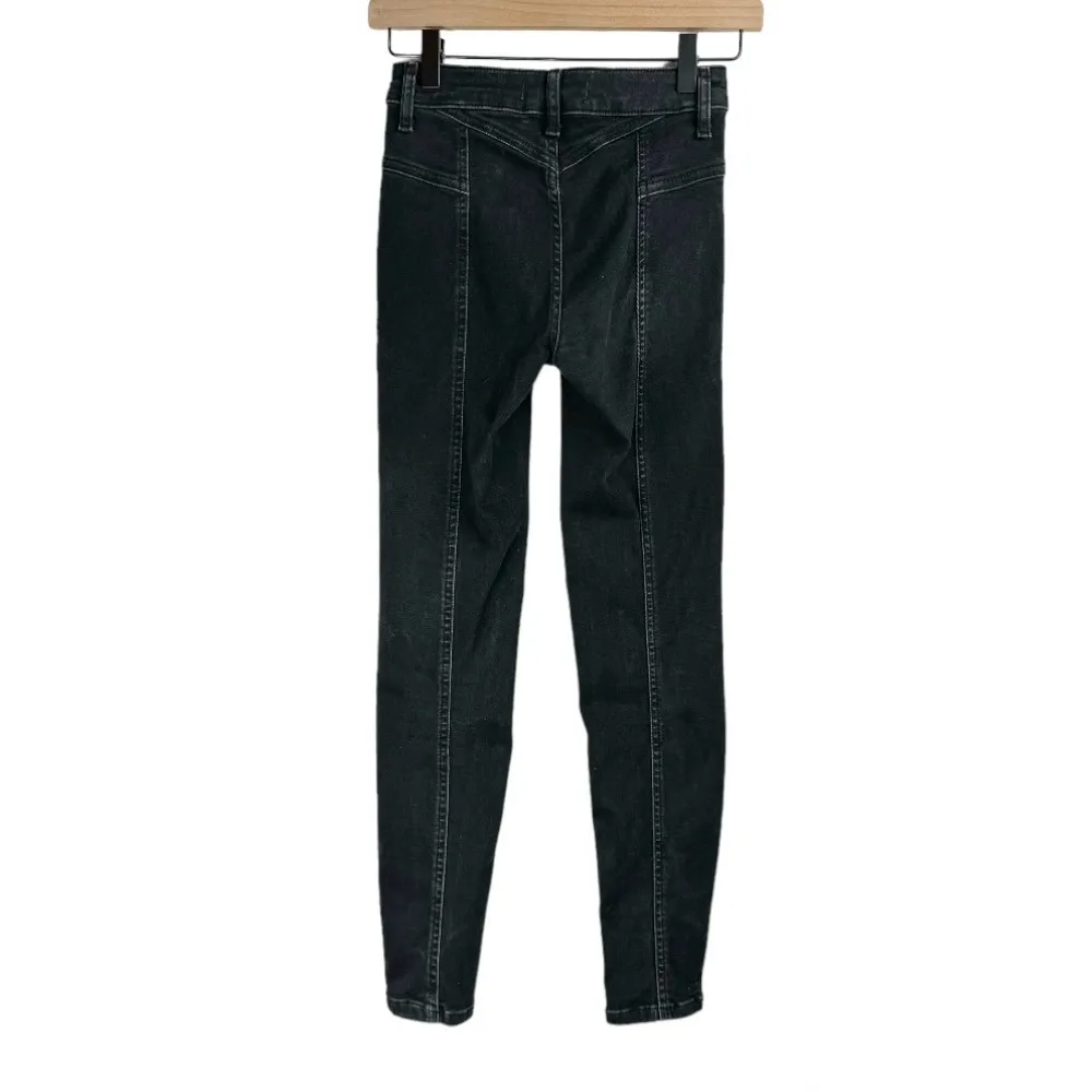 Free People Riley Seamed Skinny Jeans Sz 24 Black Wash Stretch - Image 5