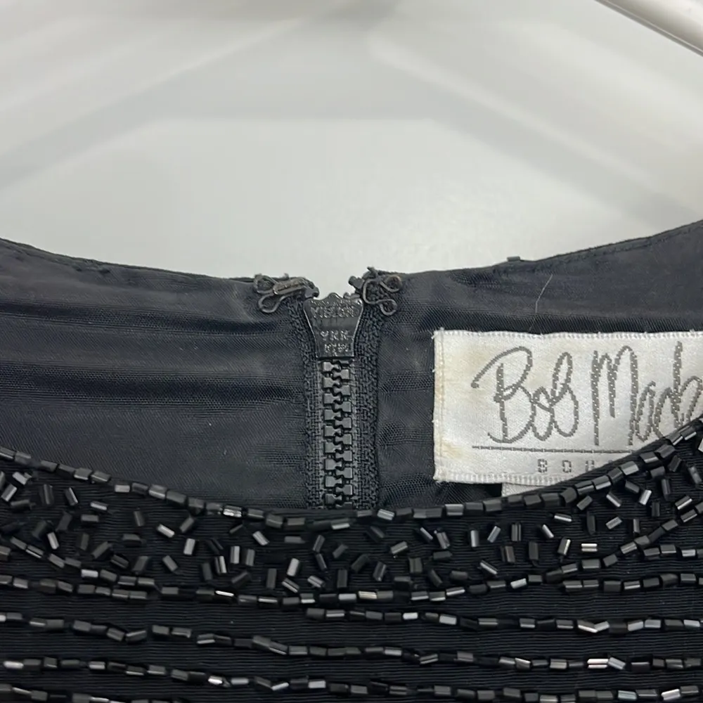 Bob Mackie Vintage XL Black Beaded Sequin Short Sleeve Blouse Top - Image 7