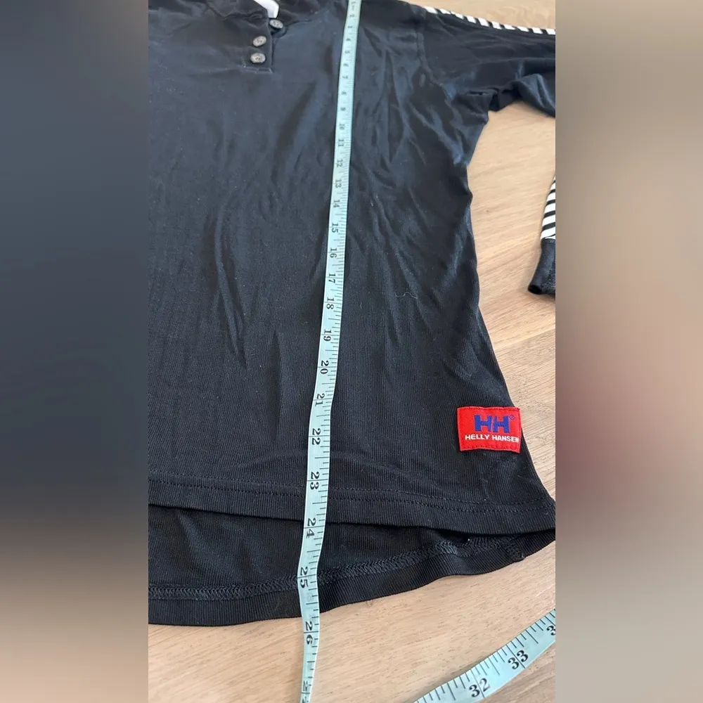 Helly Hansen women’s long sleeve Henley base layer top black white size large - Image 5