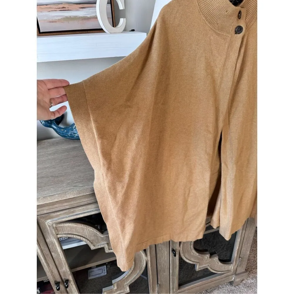Banana Republic Mock Neck Cape Poncho in Camel Size XS/S - Image 3