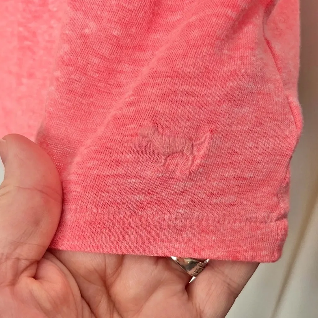 PINK Victoria's Secret Tri-Blend Coral V-Neck Short Sleeve Tee Size Small Petite - Image 4