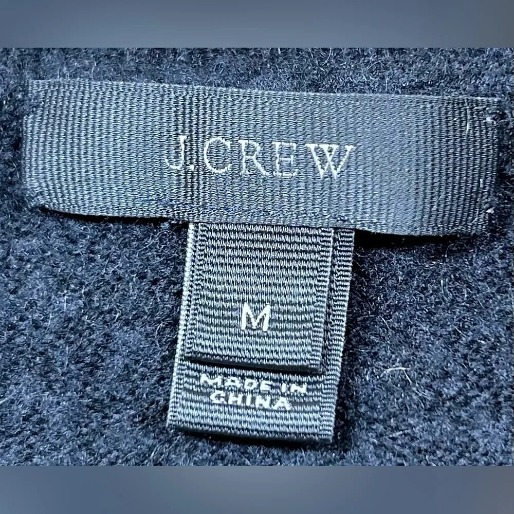 J. Crew Size M Women’s Black V-Neck Boxy Wool Blend Relaxed Fit Sweater - Image 2