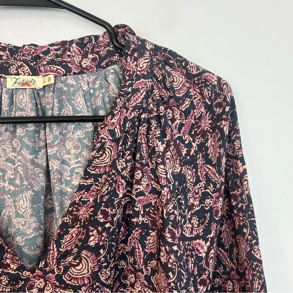 Faherty Portia Peasant Blouse in Fiona Paisley Block Print Size Small - Image 5