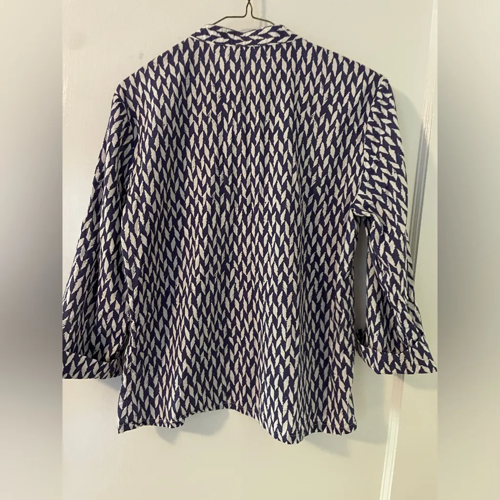 J McLaughlin Blue White Cotton Small Shirt Summer Boating Beach Blouse - Image 4