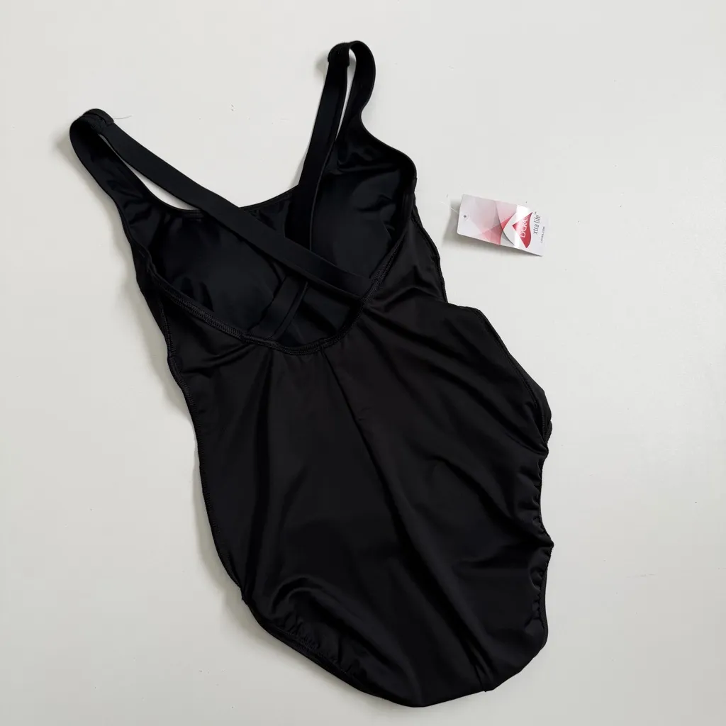Lands End Swimsuit One Piece Lightly Padded Thick Straps Lycra Xtra Lite Black - Image 14