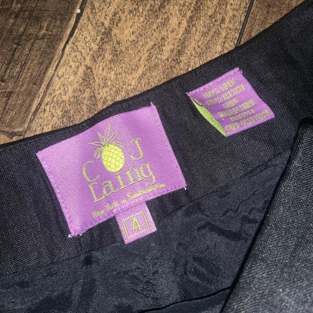 Cj Laing Hamptons linen black pants 4 $395 embroidered spring coastal preppy - Image 3