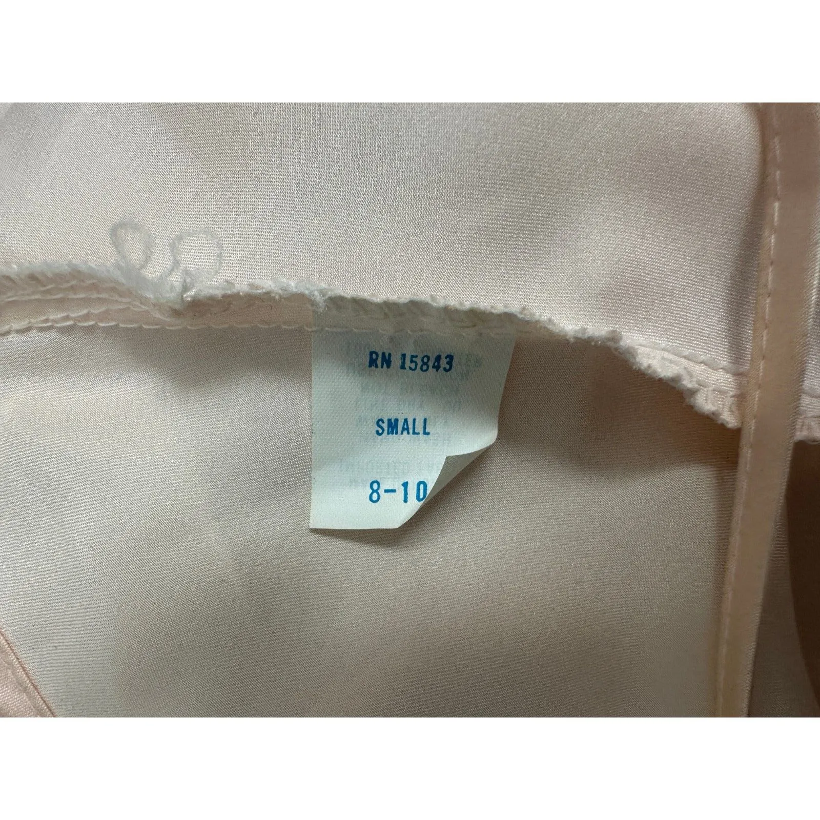 Delicates Vintage Pale Pink Lace Satin Ethereal Fairy Coquette Slip Dress Medium - Image 7