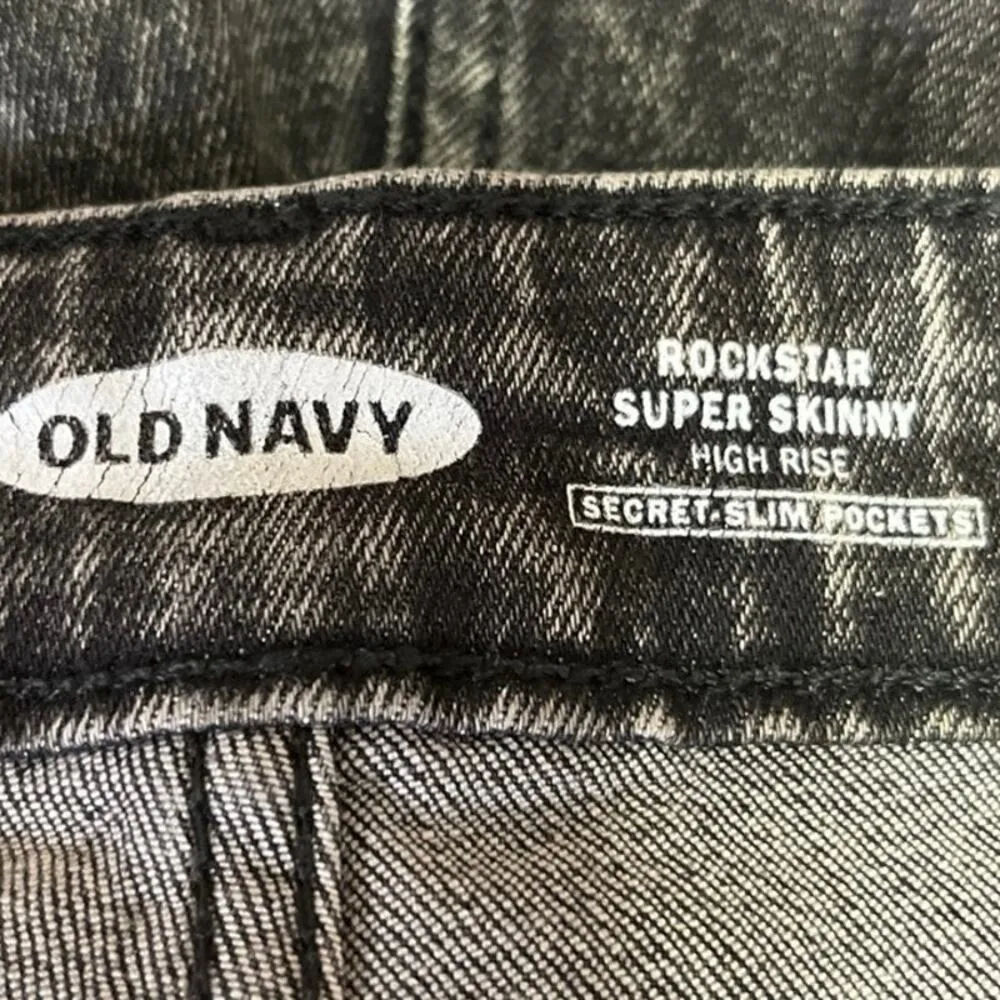 Old Navy Rockstar Plus Size 16 Super Skinny High Rise Black Stretch Denim Jeans - Image 3