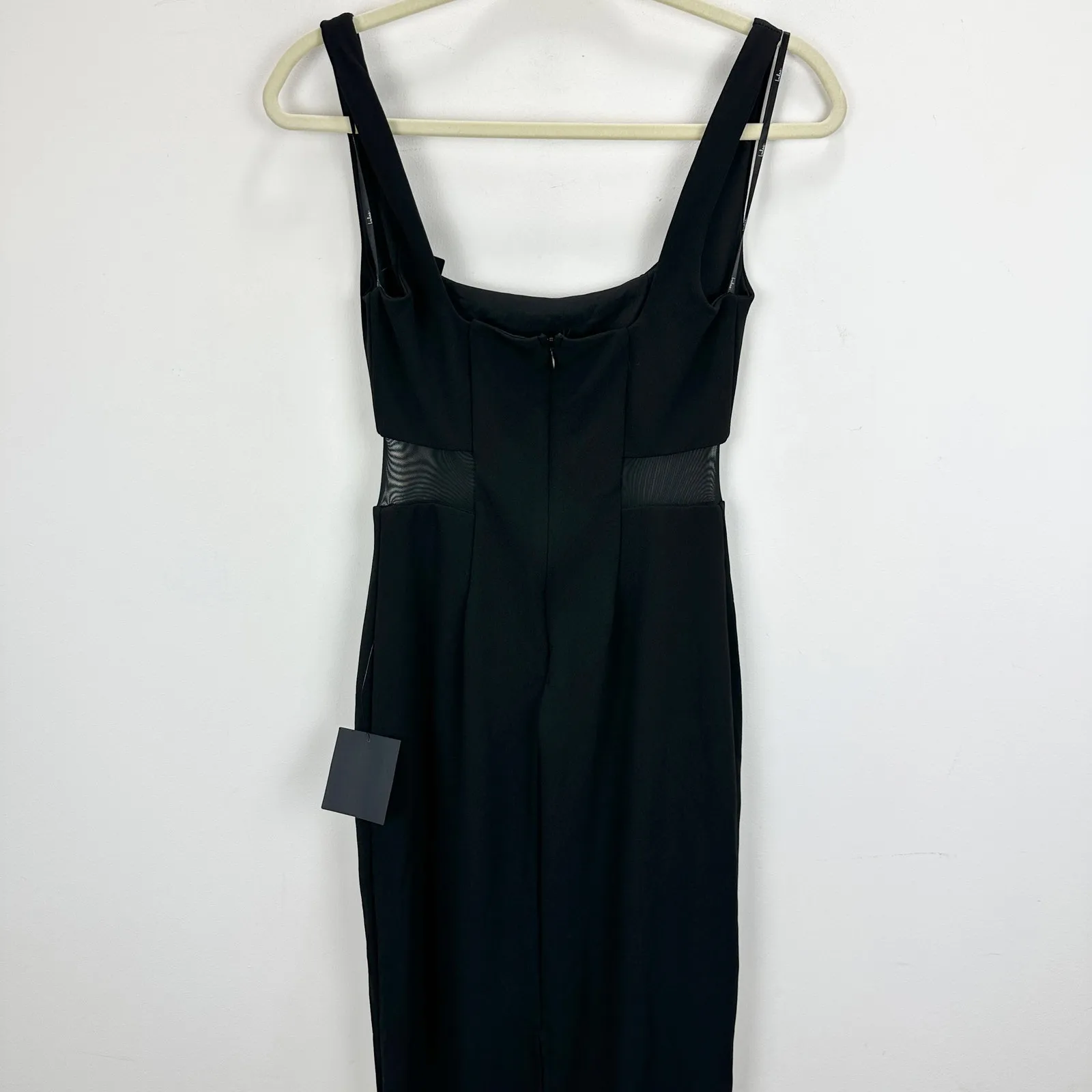 Lulus Onetta Black Mesh Column Maxi Dress Formal Evening Stretch Small NWT - Image 10